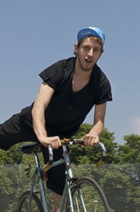 Joe strikes a pose on his bike